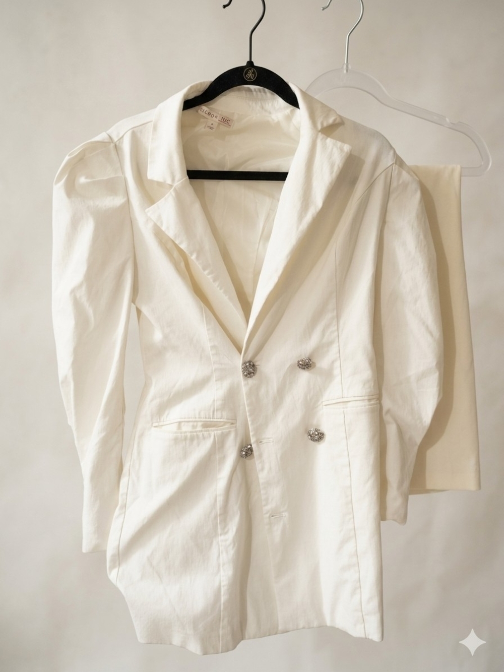 Culpos  X International Concepts Classic White Double-Breasted Pea Coat Jacket